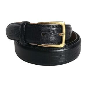Mens Belt Size 38 Black JOHN HENRY Full Grain Cowhide Leather Gold Tone Buckle